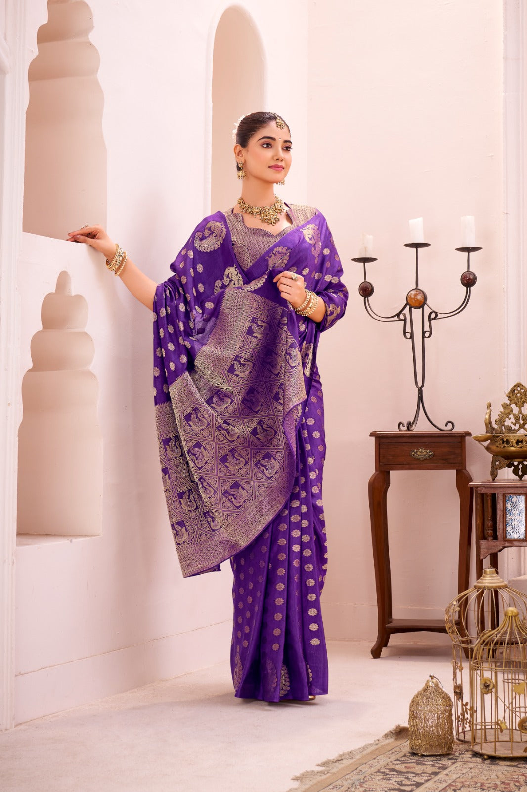 Silk Saree Woven With Love With Zari Work, Draped in Culture (Purple)
