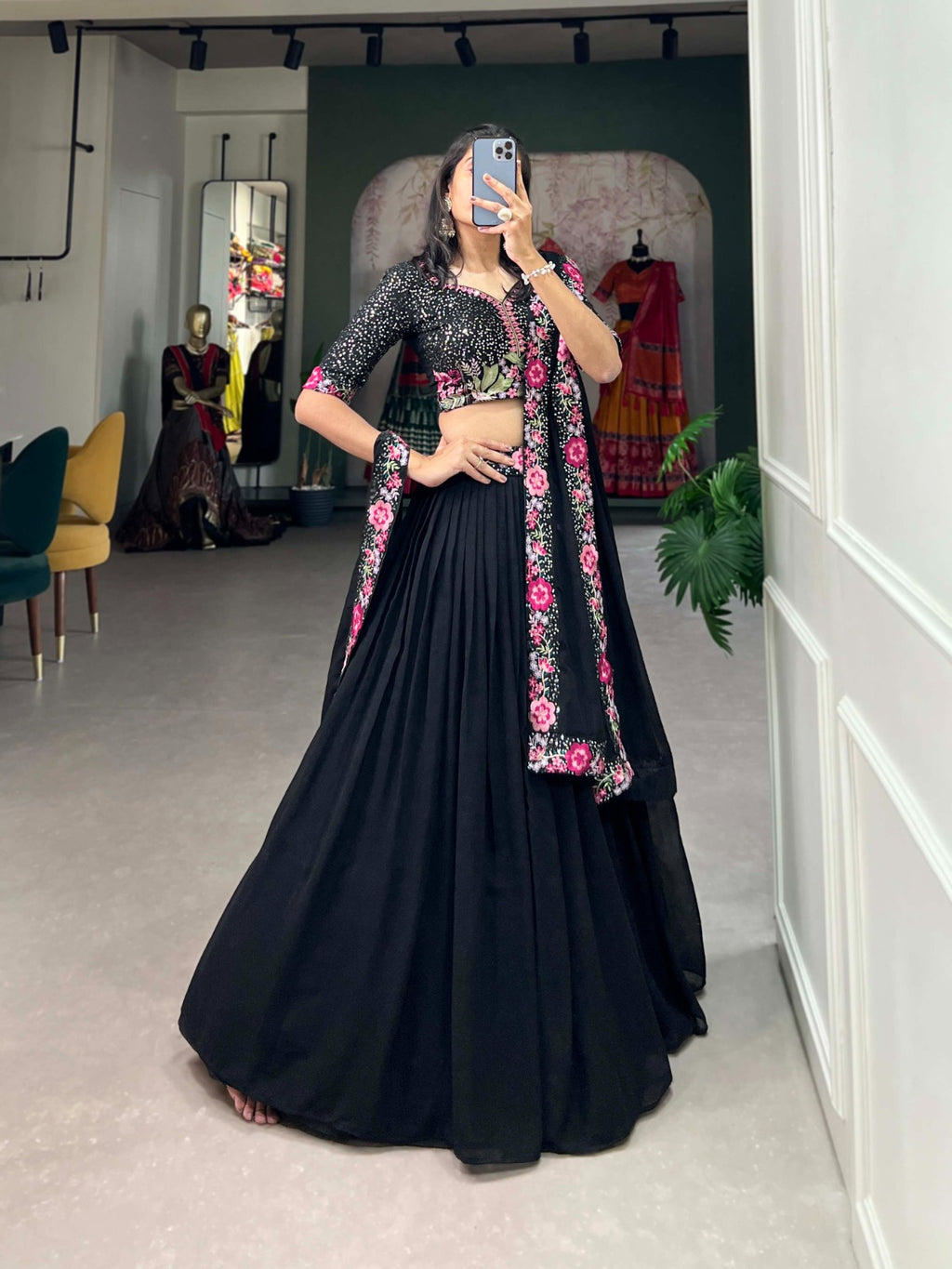 Dupion Silk Lehenga Choli every occasion deserves a touch of luxury - Black