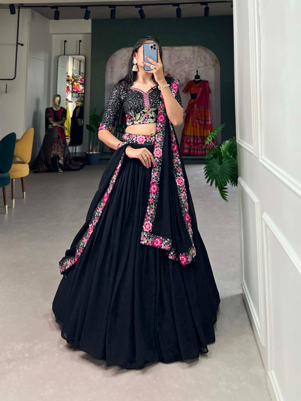Dupion Silk Lehenga Choli every occasion deserves a touch of luxury - Black