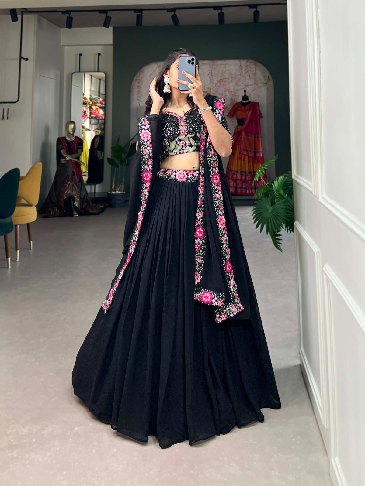 Dupion Silk Lehenga Choli every occasion deserves a touch of luxury - Black