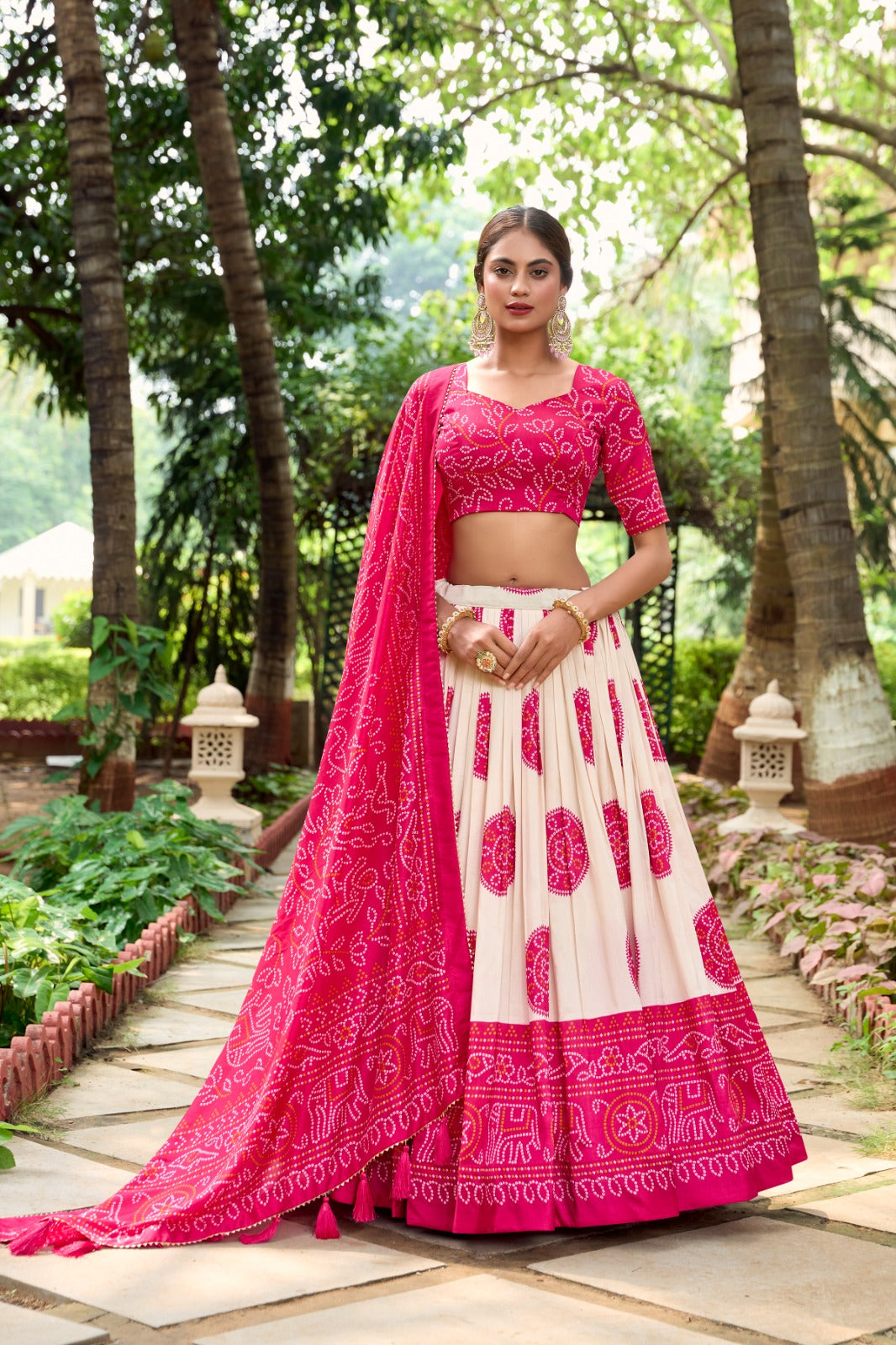 Artistry In Tasar Silk Lehenga Choli With The Heritage Bandhej Print