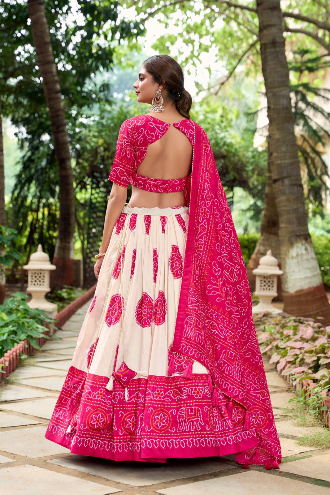 Artistry In Tasar Silk Lehenga Choli With The Heritage Bandhej Print