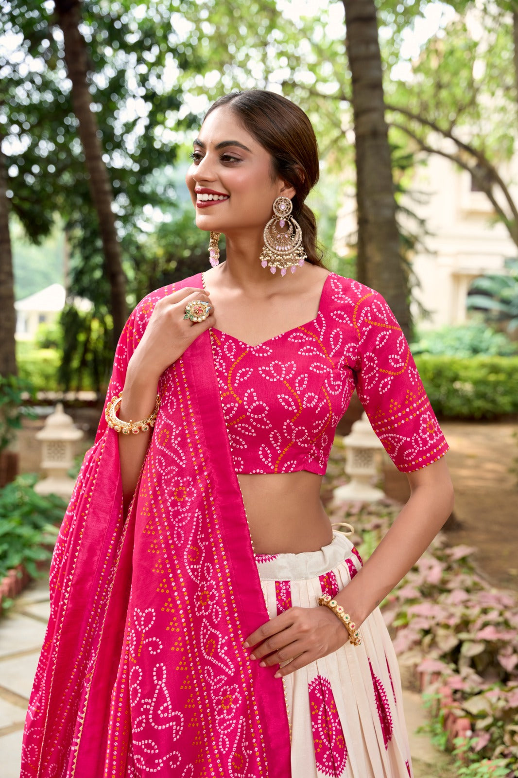 Artistry In Tasar Silk Lehenga Choli With The Heritage Bandhej Print