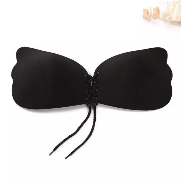 360° Silicone Wired Stick-On Bra – Invisible Sticky, Strapless, Backless Gel Adhesive Push‑Up Bra in Nude (Free‑Size)