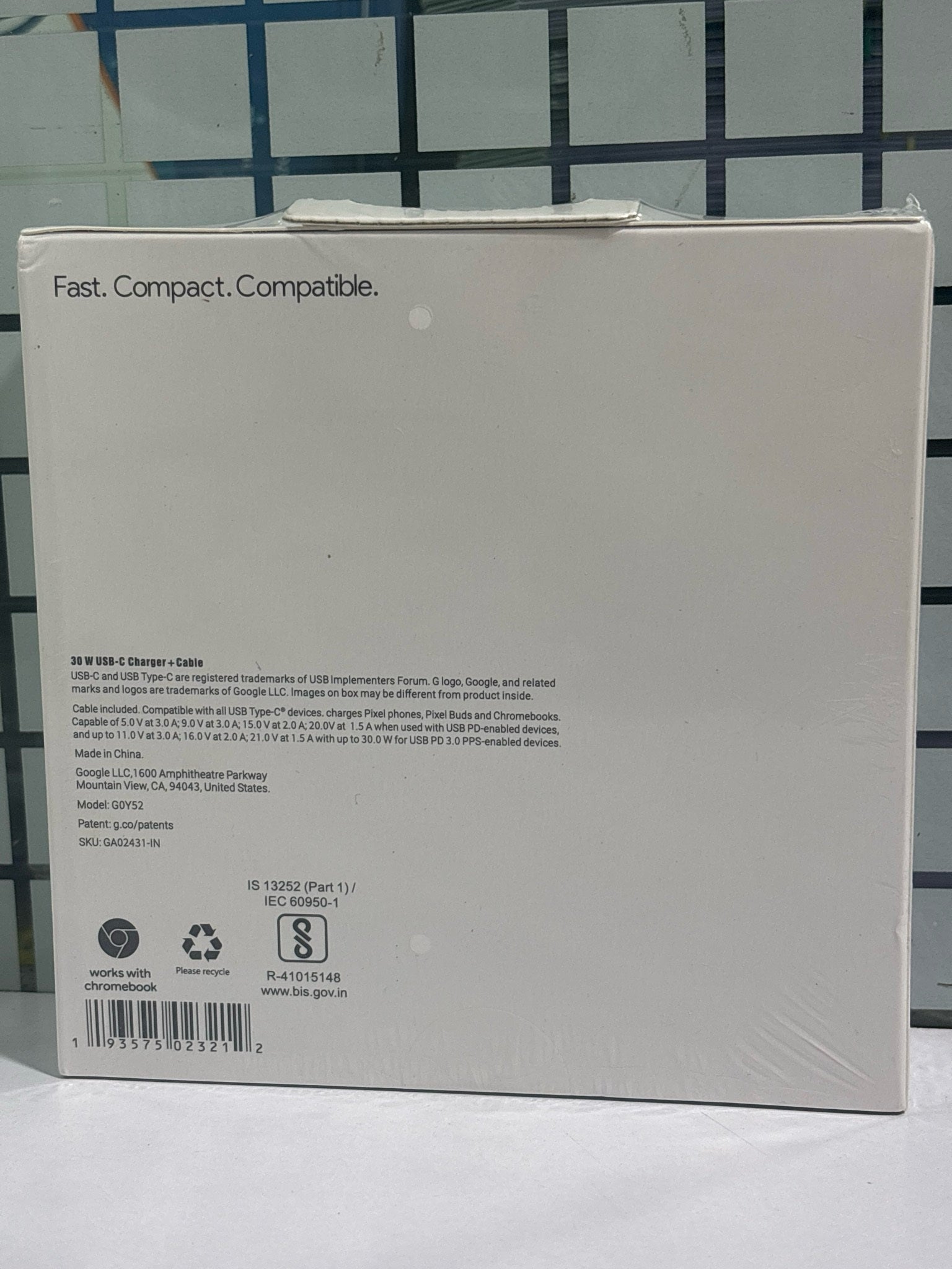 Google 30W – 5A ,USB-C,Power Adaptor for Google devices (White)