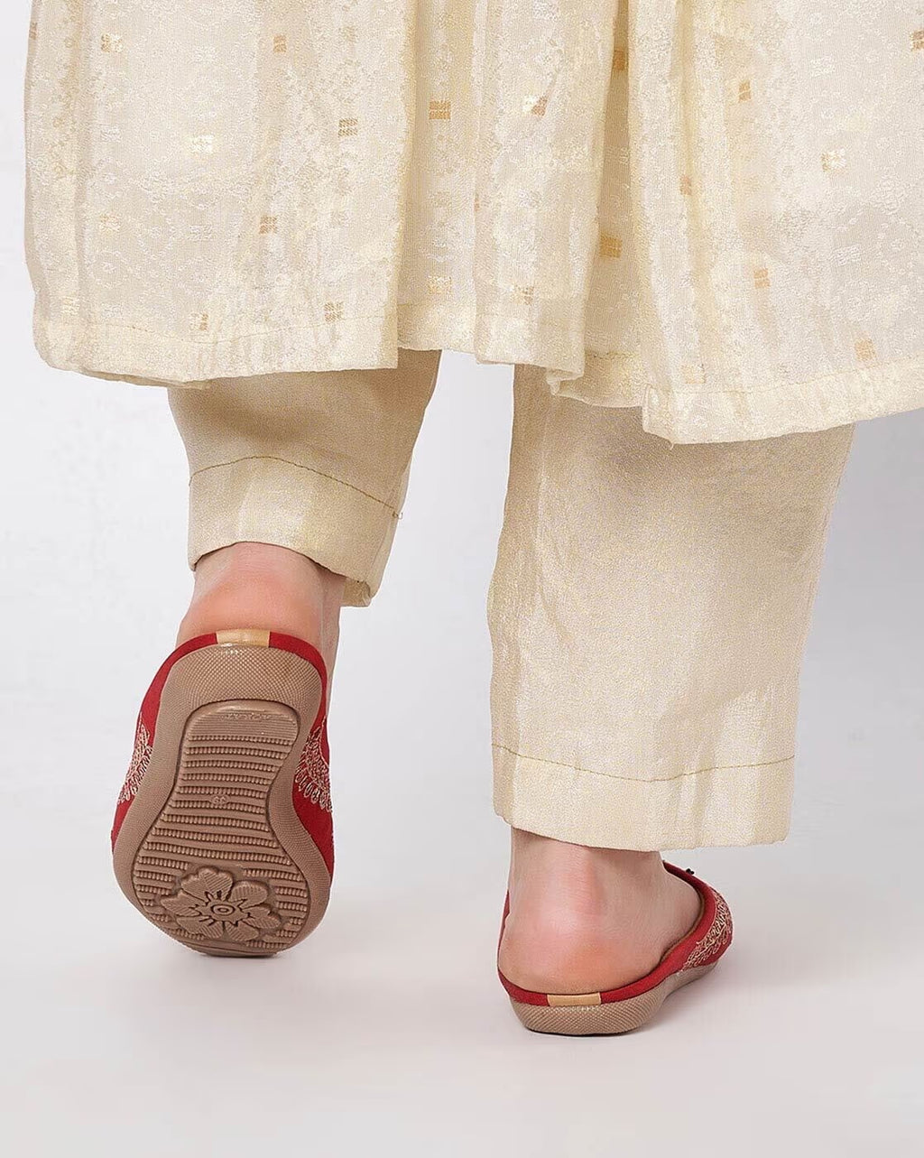 Women Embellished Slip-On Mules-Red