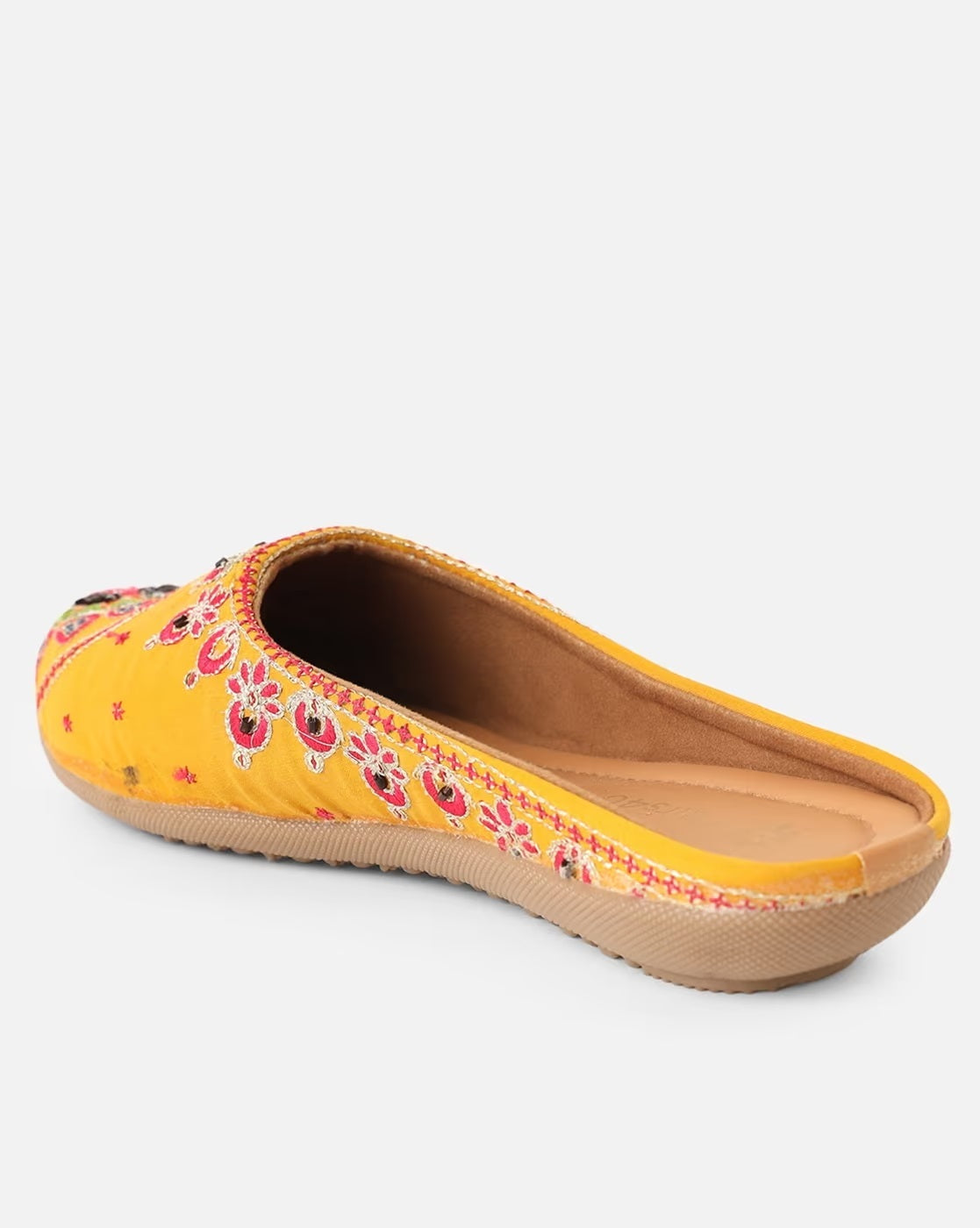 Women Slip-On Flat Sandals-Yellow