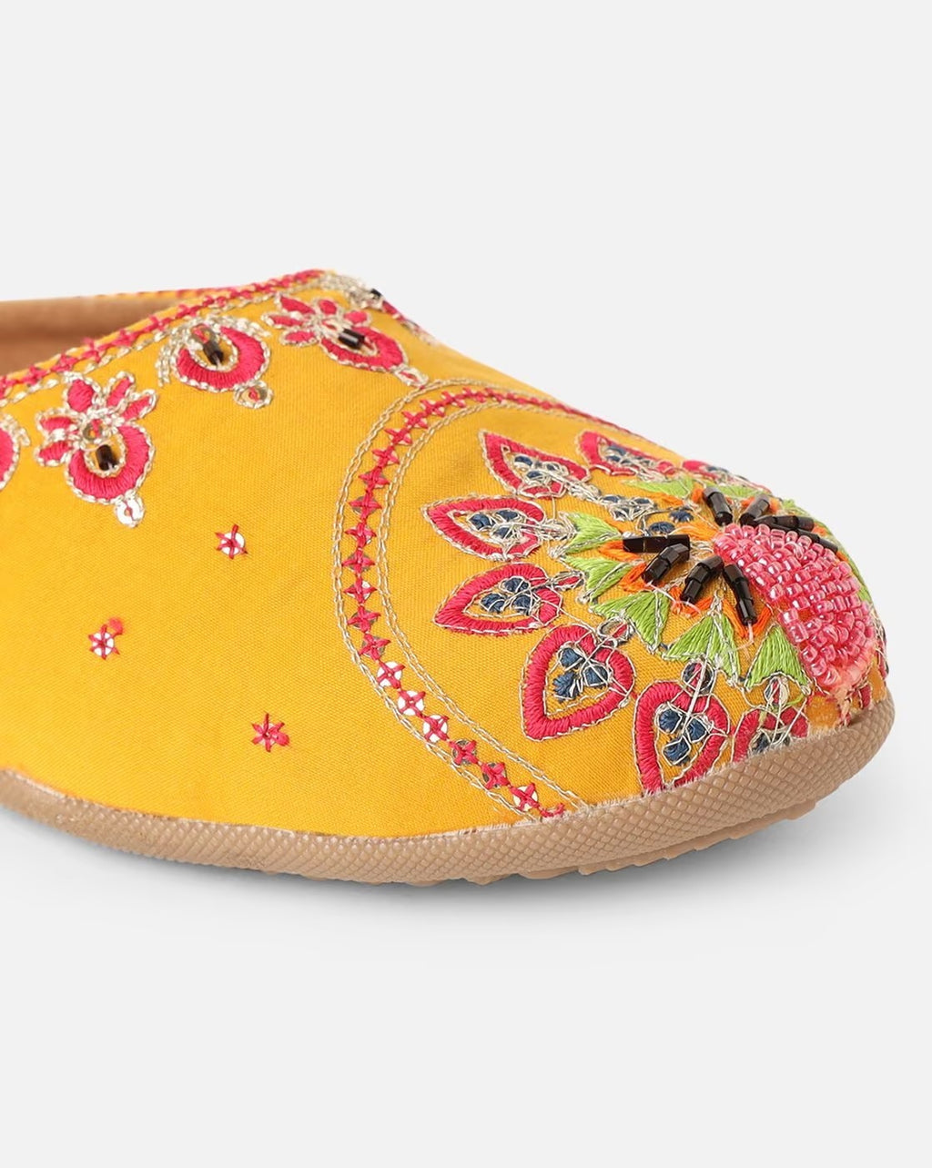 Women Slip-On Flat Sandals-Yellow