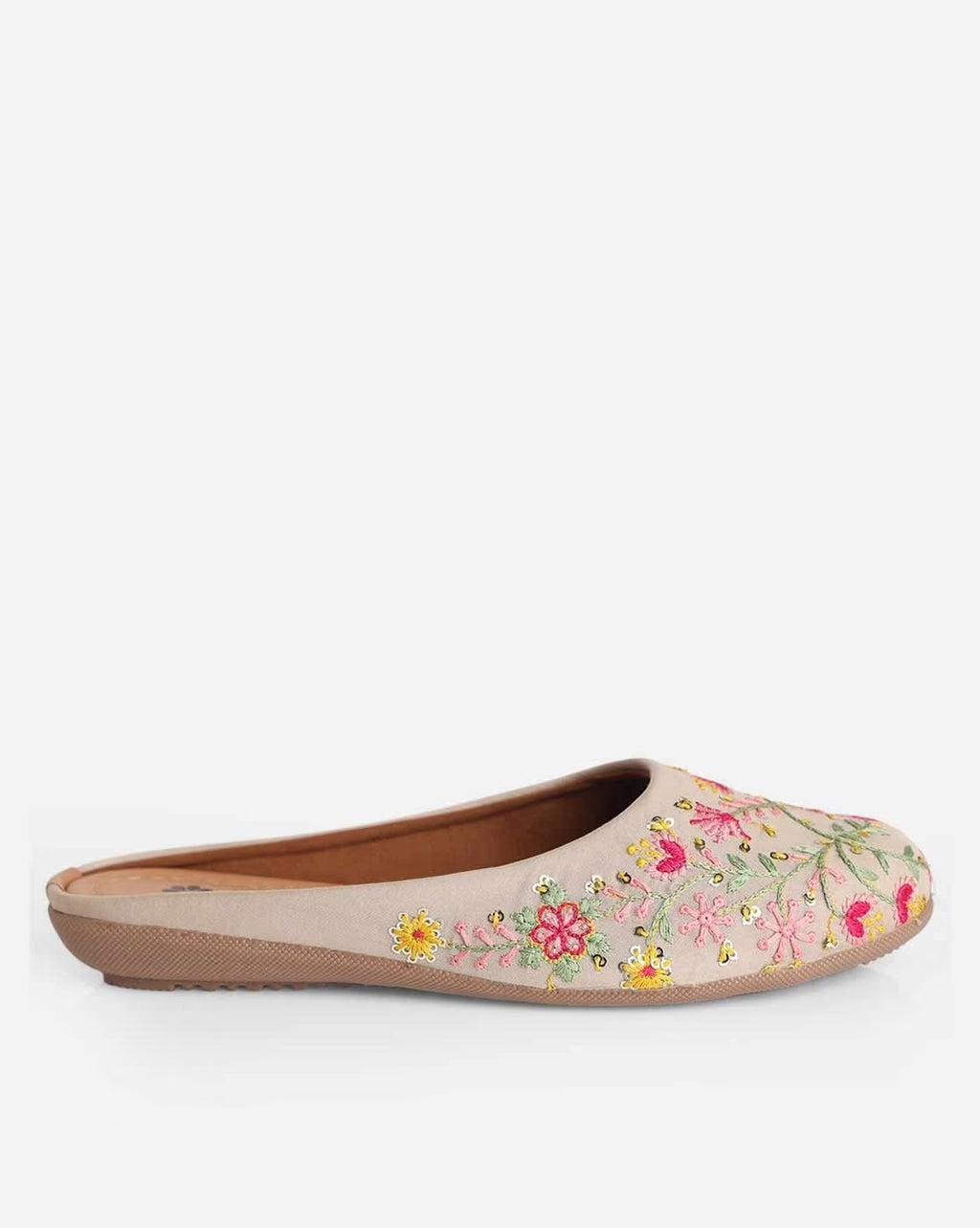 Women Embroidered Slip-On Mules-grayish orange