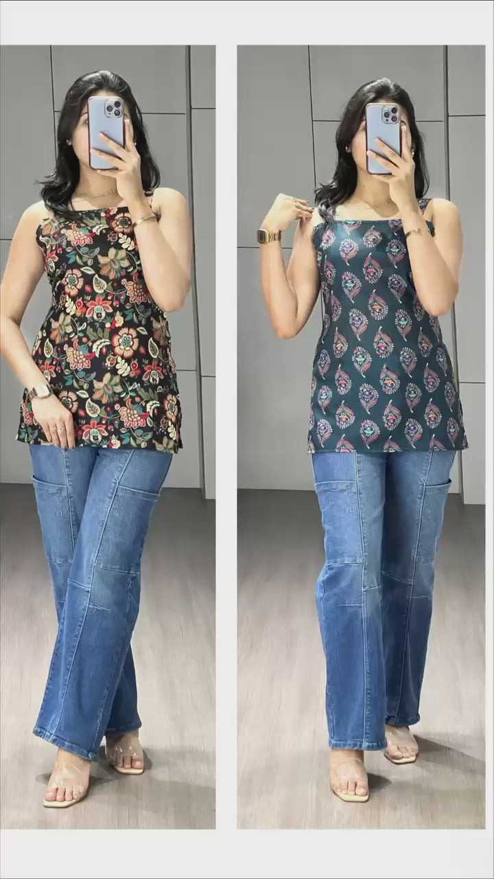 New Trendy Arrival Traditional Printed Tunic Mustard Color