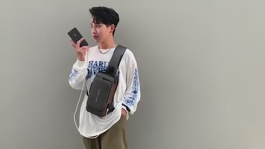 Waterproof Polyester Slim Unisex Crossbody Sling Bag Chest Backpack Men's Shoulder Bag, Leisure Travel Handbag, Hard Shell Anti-Theft Chest Bag