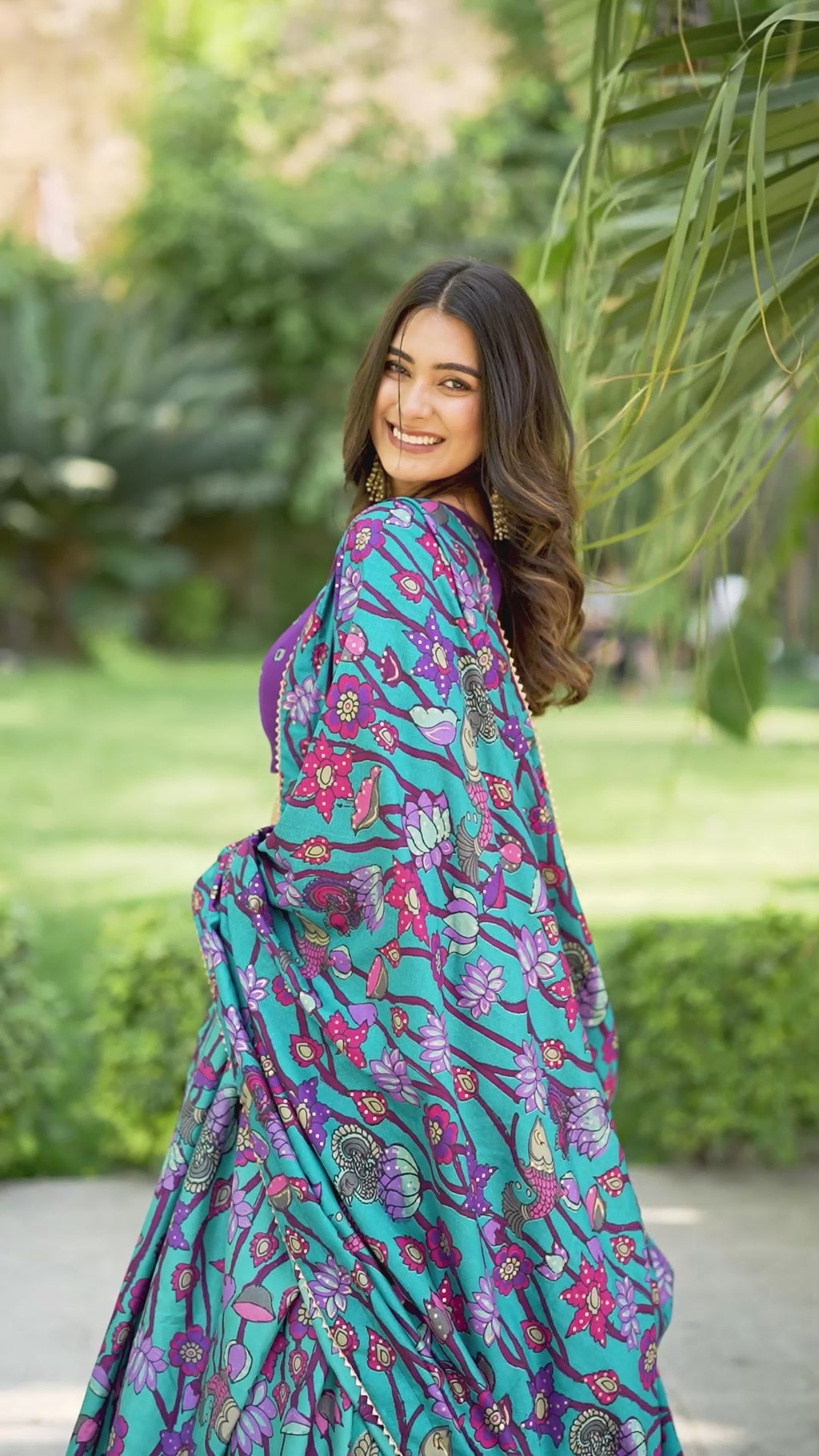 A Canvas of Art and Tradition | Kalamkari Lehenga Choli - Purple