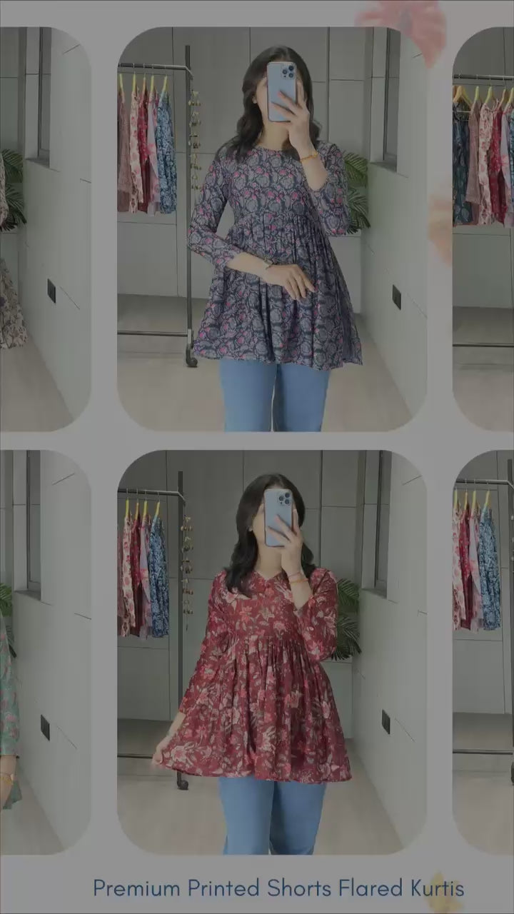 Elevate your 9-to-5 wardrobe with our chic short kurtis, featuring subtle floral prints that add a fresh touch to professional wear.