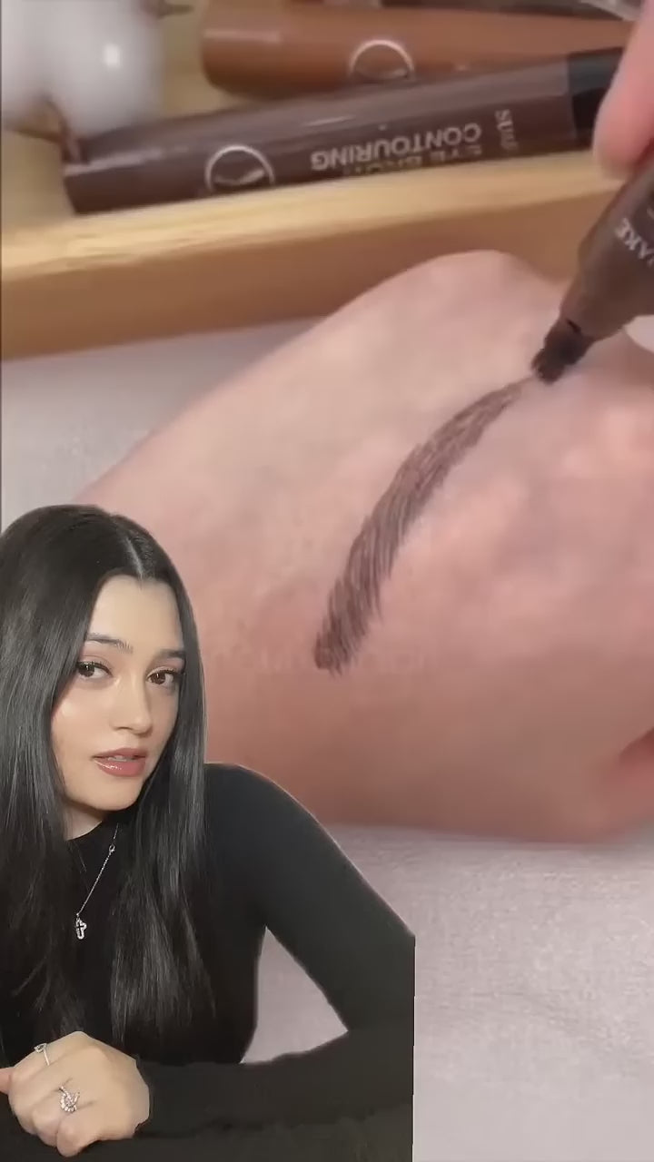 4 Points Eyebrow Pencil, 4 Fork Tips, Eyebrow Pen, Waterproof, Smudge-proof Eyebrow Pencil for Creating Natural Eyebrows Natural & long-lasting finish For Denser & Fuller Eyebrows (BROWN)