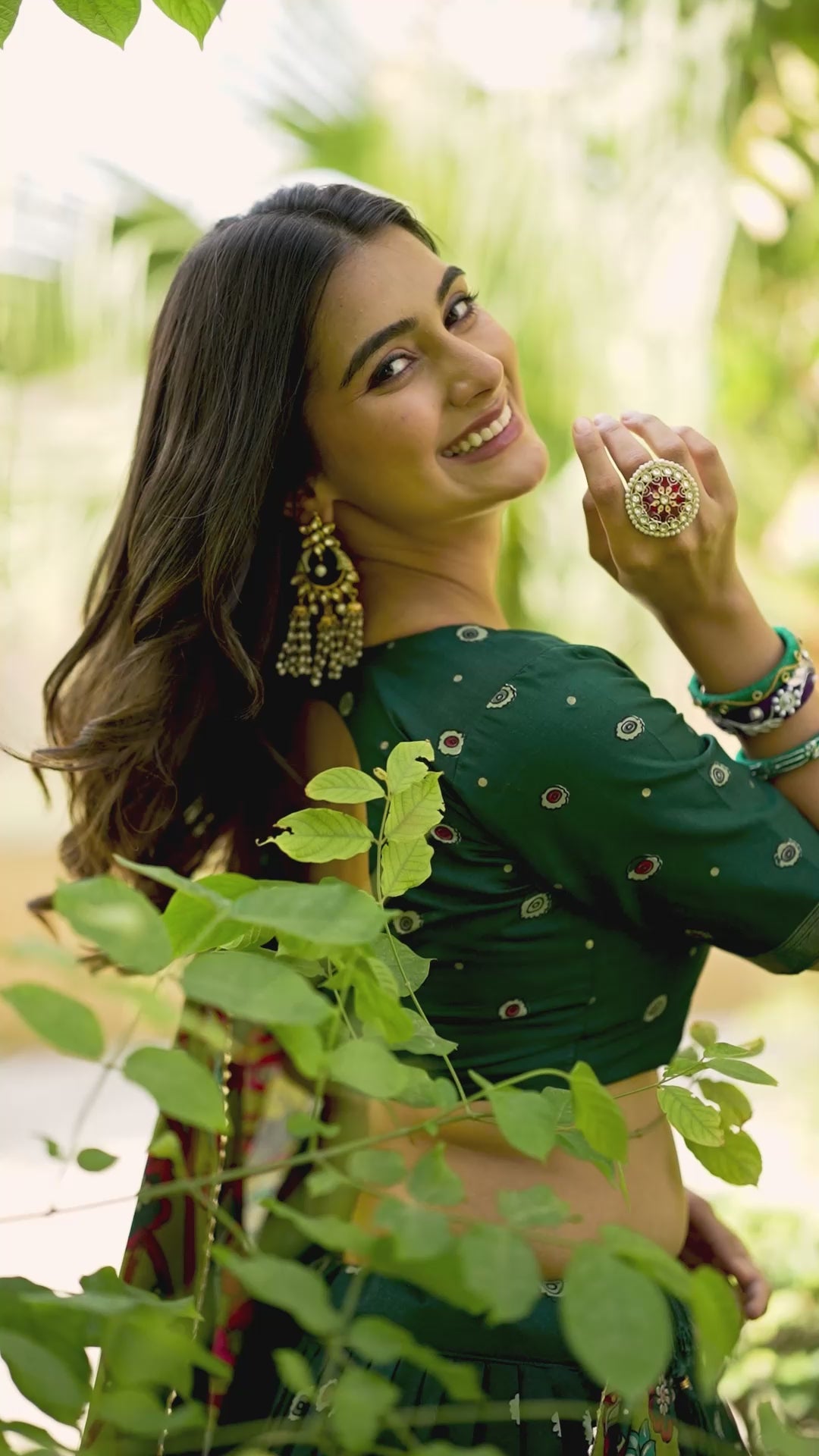 Vibrant Kalamkari Lehenga Choli Set with Multicolor Cultural Prints - Green