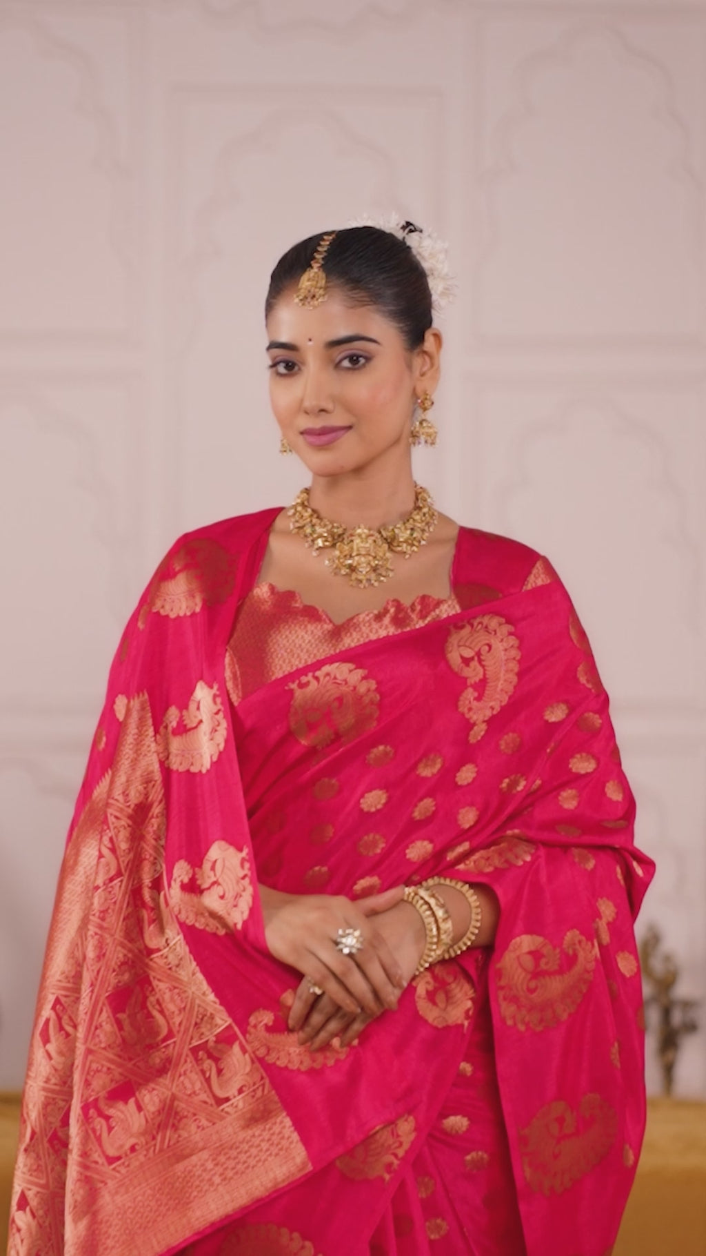 The Classic Silk Saree - Roop Silk woven with zari work (Pink)