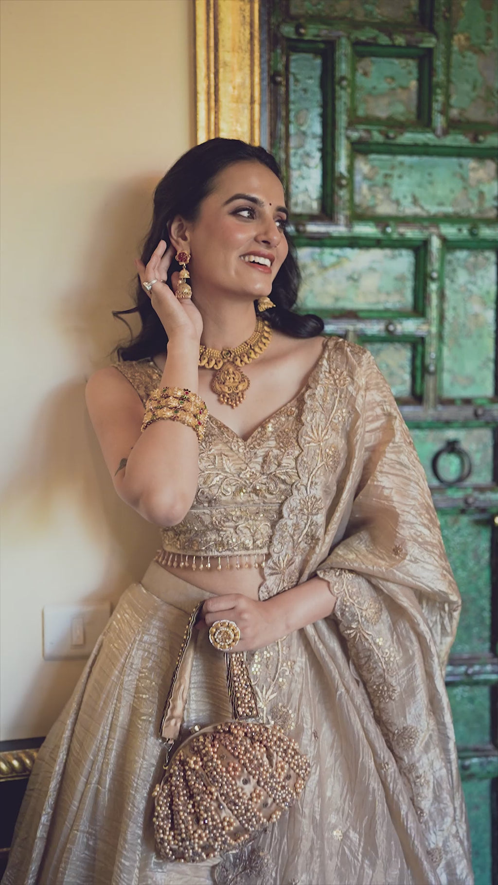 Designer Embroidered Lehenga Choli With Dupatta Soft tones, bold soul (Golden)