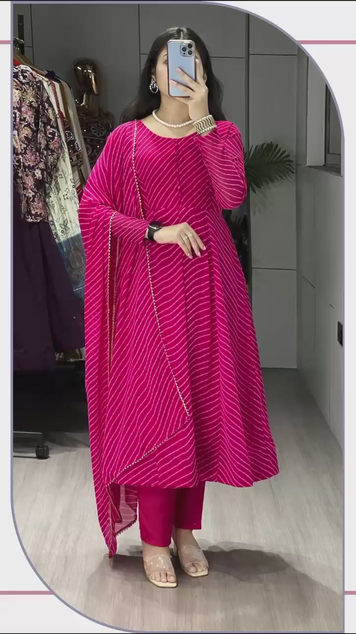 Blush Pink Majestic Leheriya Kurti GRO