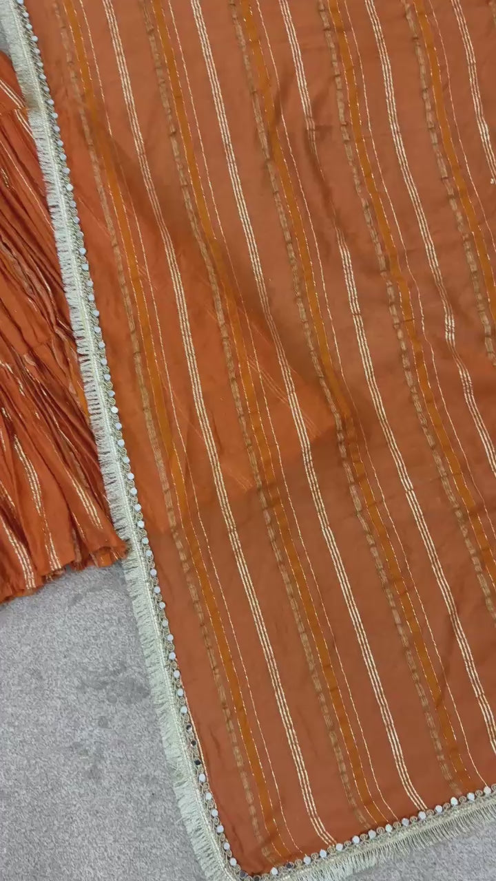 Trendy And Exotic Women’s Ethnic Wear Ruffle Gown Color - Rust Orange